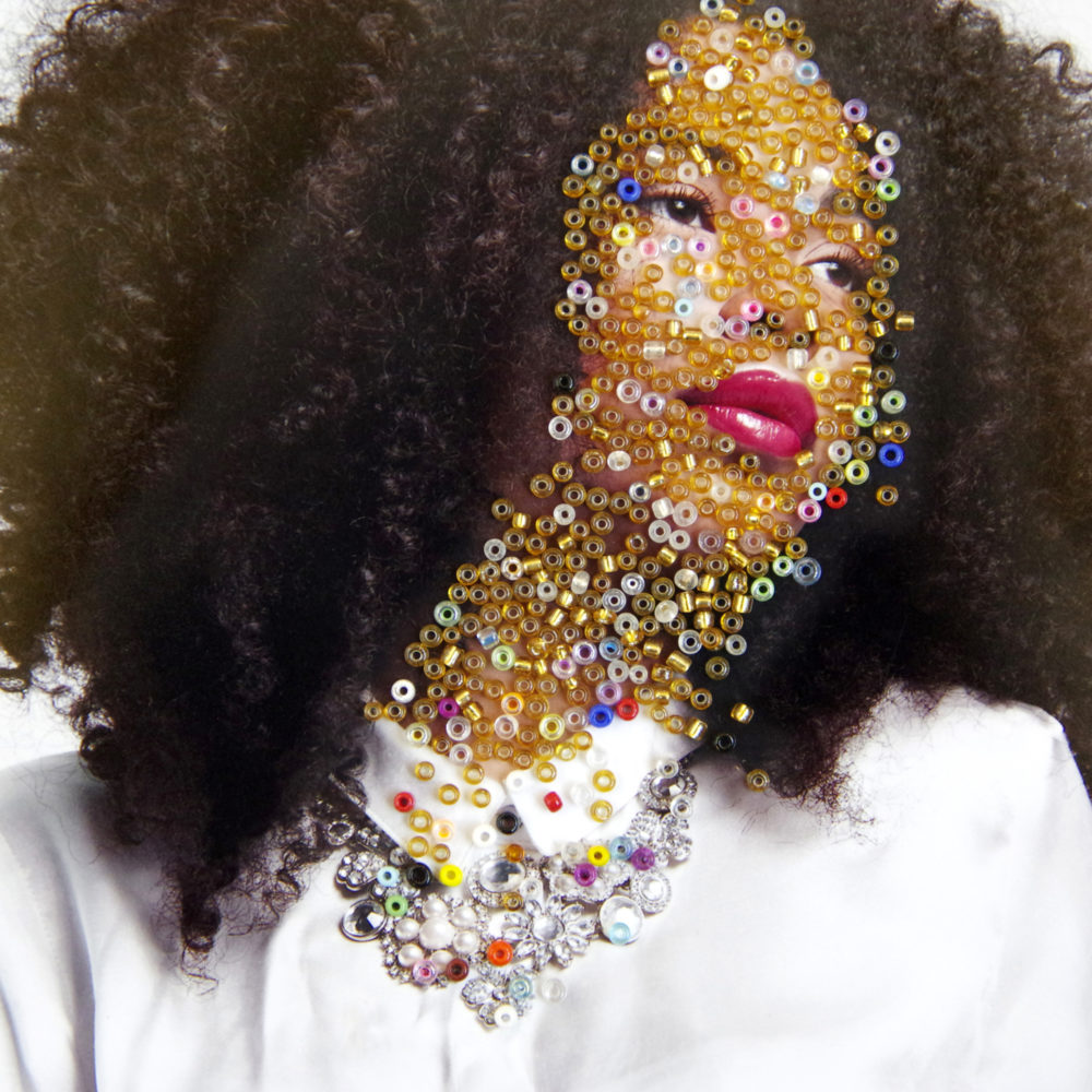 Women with pearls on her face